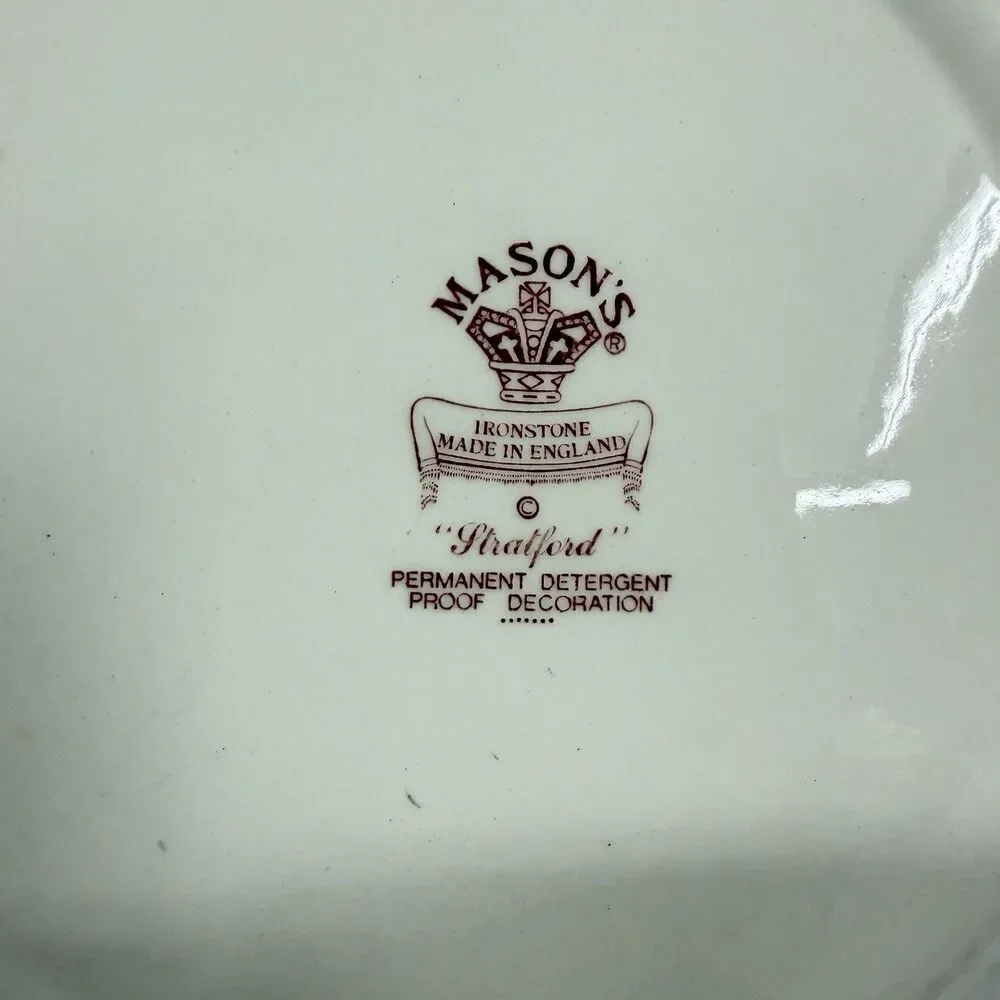 Mason’s Stratford Vtg Ironstone 10.5” Dinner Plate Red Transferware England